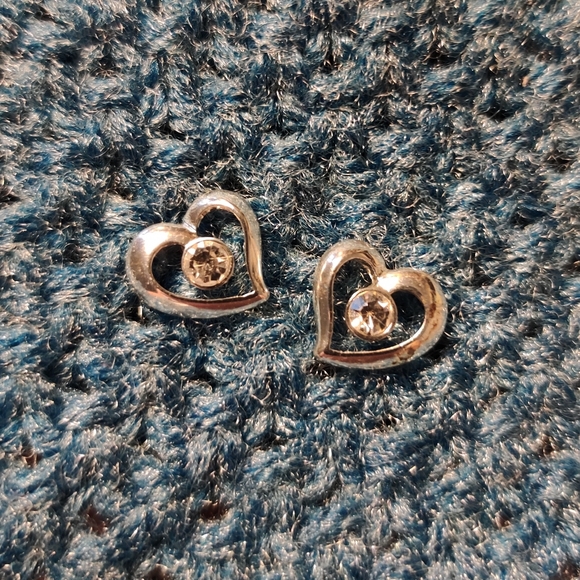 NEW Heart Gem Stud Rhinestone Earrings Valentine's Day Anniversary - Picture 2 of 6